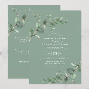 Invitation Budget QR code Aquarelle Eucalyptus vert sauge