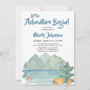 Invitation Budget Rustic Mountains Aventure Anniversaire