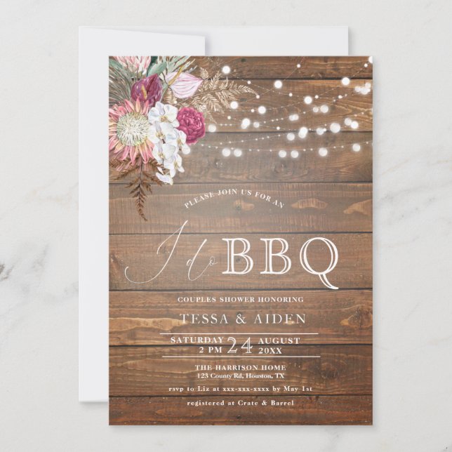 Invitation Budget Rustique Je fais BBQ Couples Douche (Devant)