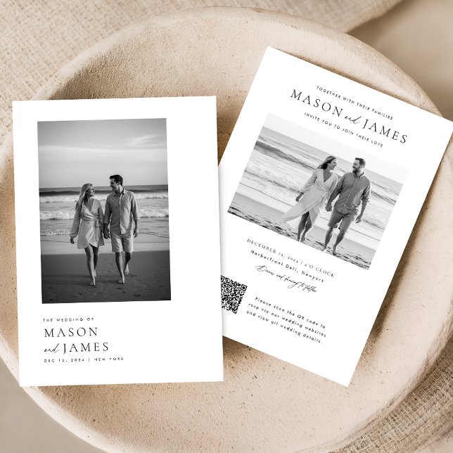 Invitation Budget Simple élégant QR Code Mariage photo (Créateur téléchargé)