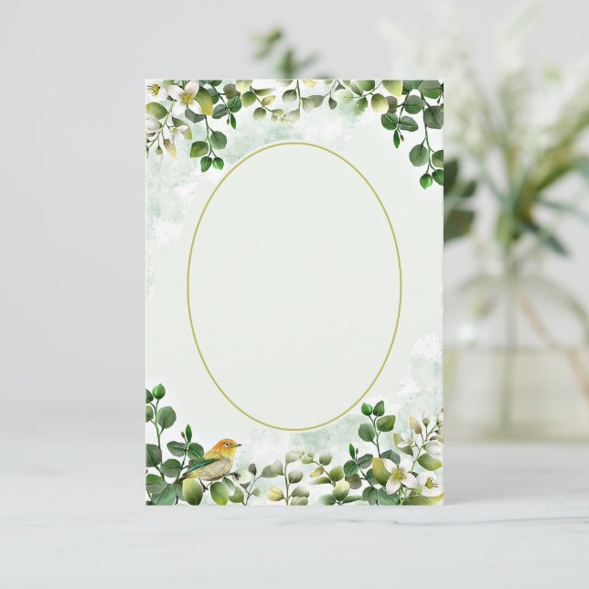 Invitation Budget simple Éucalyptus dans un mariage vert et o (Debout devant)