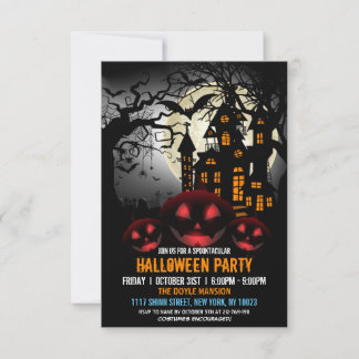 Invitation Budget Sorcière Citrouille sombre Haunted Maison H
