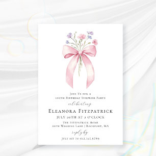 Invitation BUDGET SURPRISE PARTY 100e anniversaire Bow Invita