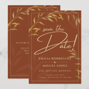 Invitation Budget Terracotta Gold Wedding Enregistrer Les Dat