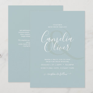 Invitation BUDGET Verre de mer Sage vert Mariage monochrome