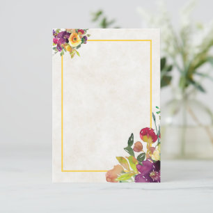 Invitation Budget vierge Bourgogne et jaune floral mariage