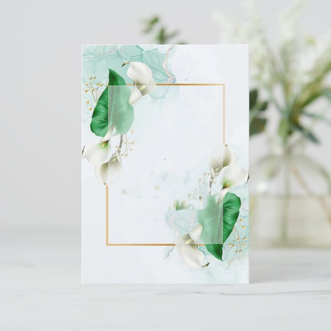 Invitation Budget vierge Elégant mariage lys calla  (Debout devant)