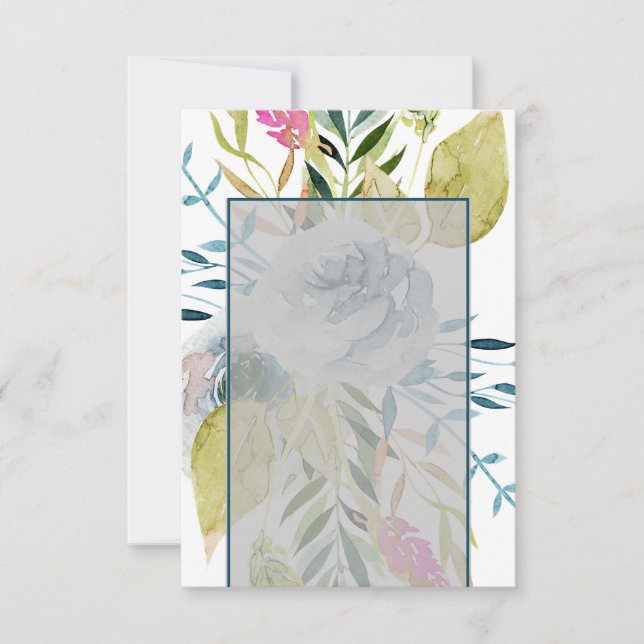 Invitation Budget vierge Fleurs aquarelles bleues mariage  (Devant)