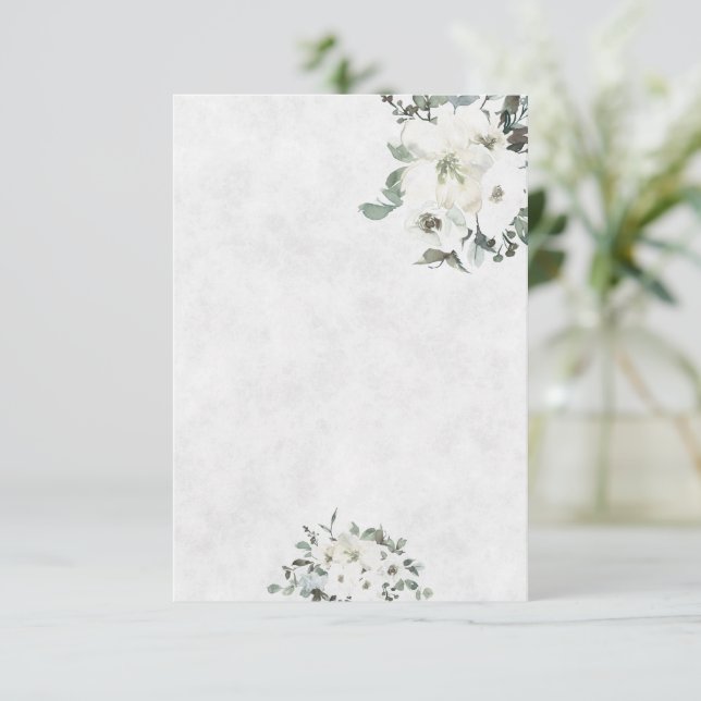 Invitation Budget vierge Fleurs aquarelles mariage ivoire  (Debout devant)