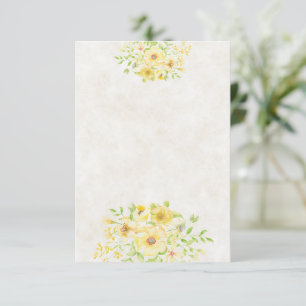 Invitation Budget vierge Fleurs de mariage aquarelle jaune 