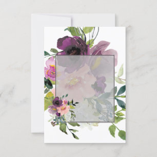 Invitation Budget vierge Fleurs rose et violet mariage 