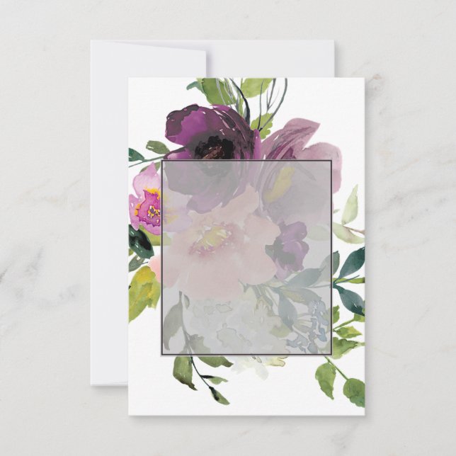 Invitation Budget vierge Fleurs rose et violet mariage  (Devant)