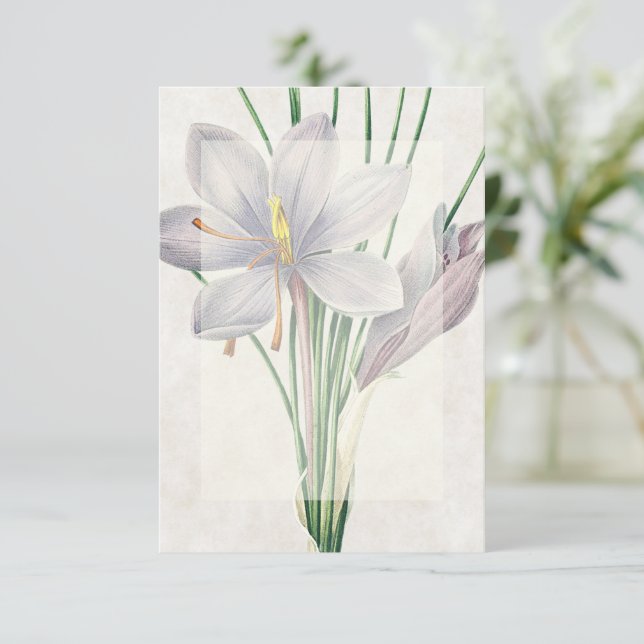 Invitation Budget vierge fleurs vintage mariage  (Debout devant)