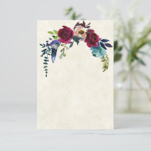 Invitation Budget vierge Mariage floral bohème rouge