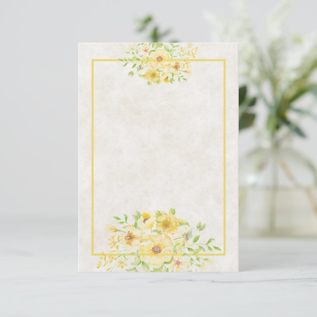 Invitation Budget vierge mariage floral couleur aquarelle jau (Debout devant)