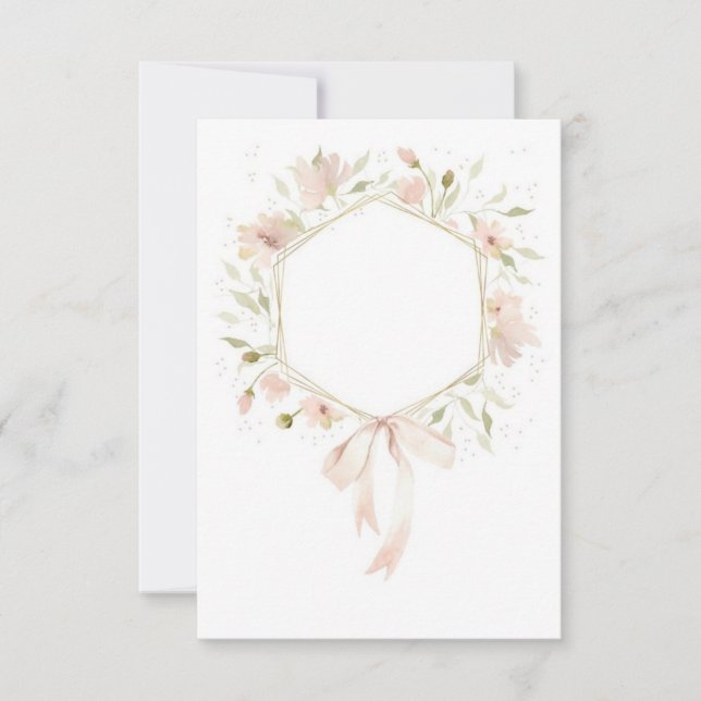 Invitation Budget vierge mariage floral rose pastel (Devant)
