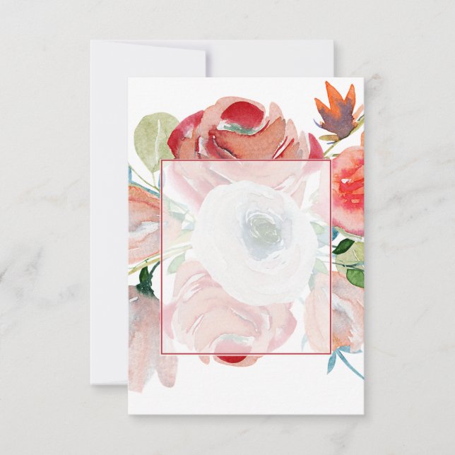 Invitation Budget vierge mariage floral rouge et rose  (Devant)