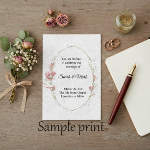 Invitation Budget vierge Poppies roses mariage 