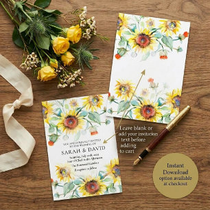 Invitation Budget vierge Tournesols ensoleillés mariage