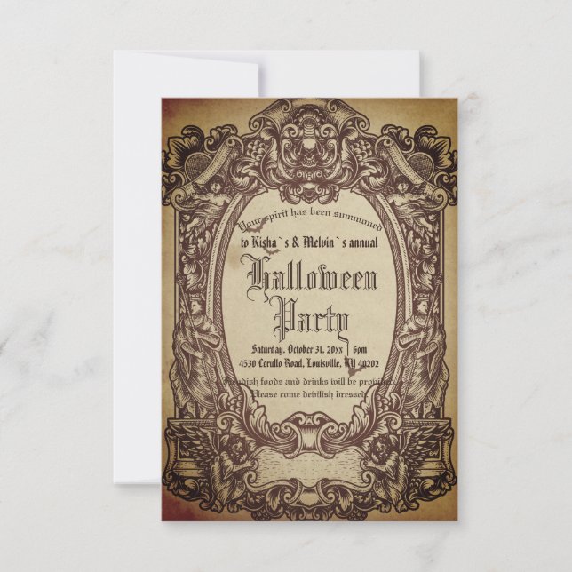Invitation Budget Vintage victorien gothique Wicked Halloween (Devant)
