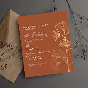 Invitation budgétaire mariage feuille de ginkgo te