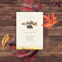 Buffalo Bison Mountains Automne Script Mariage
