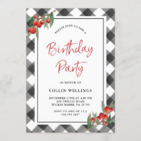 Buffalo Check Black & White Custom Birday Party