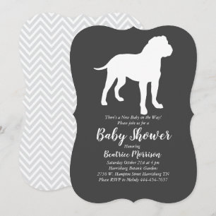 Invitation Bull Mastiff Baby shower chien genre neutre