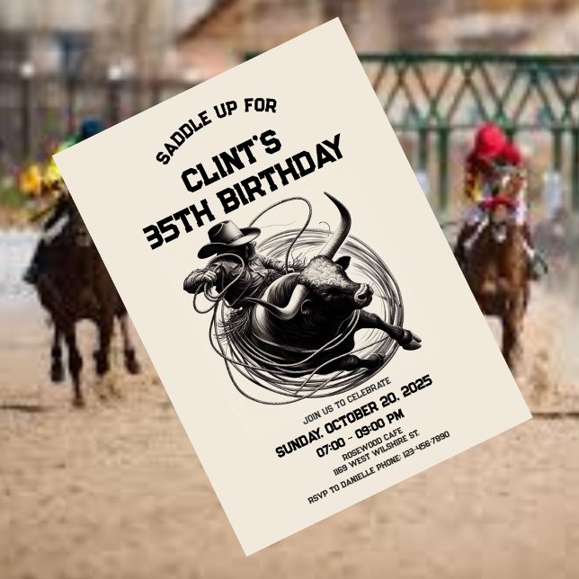 Invitation Bull Riding Rodeo Invitation, Cowboy Anniversaire (Créateur téléchargé)