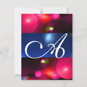 Invitation BULLE DE QUANTUM MONOGRAMME rouge bleu