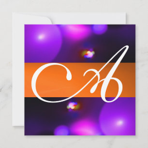 Invitation BULLE DE QUANTUM MONOGRAMME violet orange