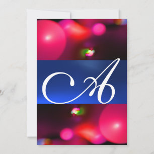 Invitation Bulle quantique monogramme rouge bleu
