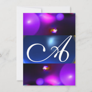 Invitation Bulle Quantique Monogramme  violet bleu rsvp