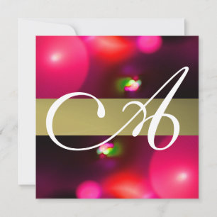 Invitation BULLE QUANTUME MONOGRAM gris rouge