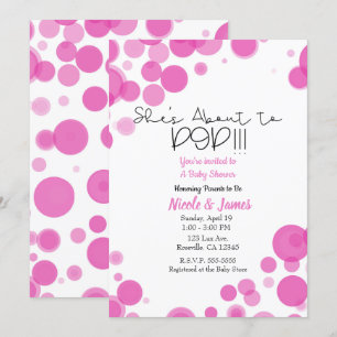 Invitation Bulles à pois roses et blancs Elle est sur le poin