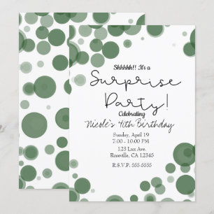 Invitation Bulles à pois verts et blancs Fête surprise