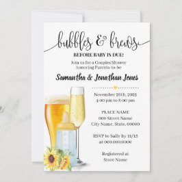 Invitation Bulles & brasseries avant bébé à baby shower jaune
