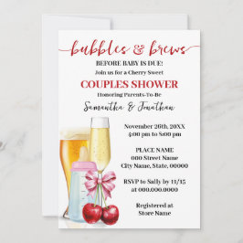 Invitation Bulles & Brevets avant bébé dû Baby shower cerise