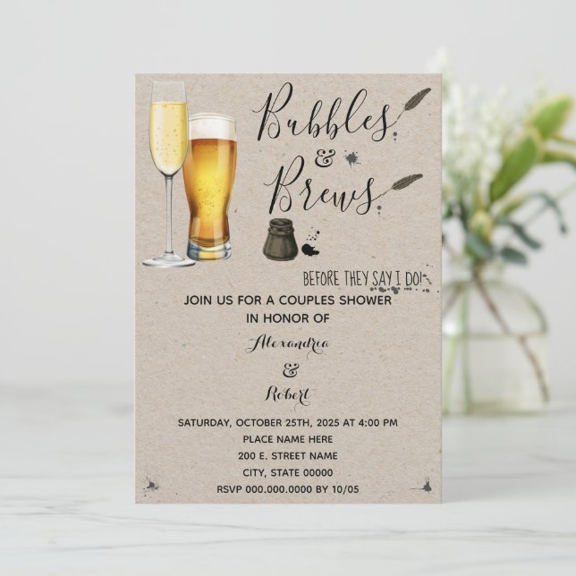 Invitation Bulles & Brews Couples Wedding shower (Debout devant)