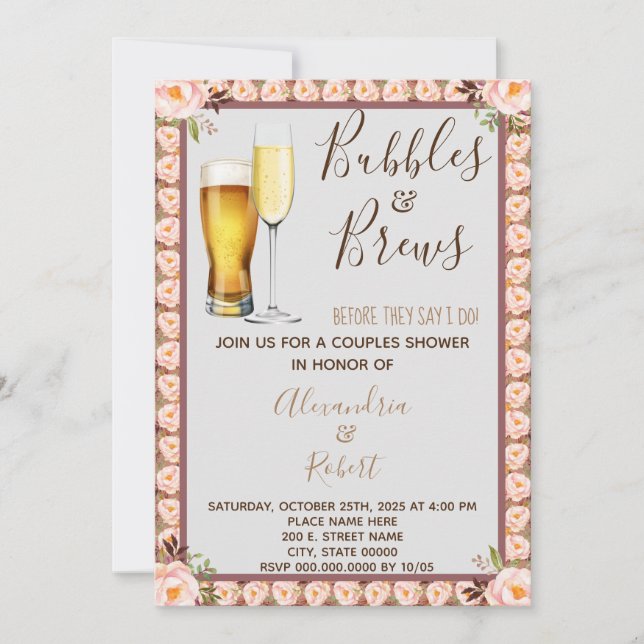 Invitation Bulles & Brews Couples Wedding shower  (Devant)