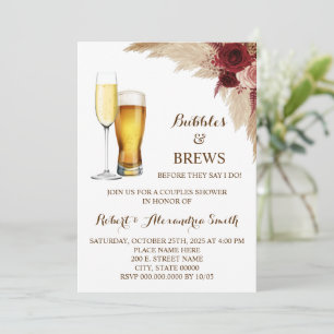 Invitation Bulles & Brews Couples Wedding shower Pampas