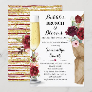Invitation Bulles Brunch & Blooms Marsala Fête des mariées In
