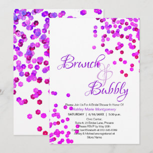 Invitation Bulles Élégantes pour Brunch de Mariage avec Paill