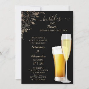 Invitation Bulles florales et brasse Couples Douche Invitatio