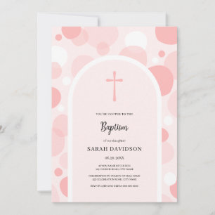 Invitation Bulles roses et arche fille Baptême Christening