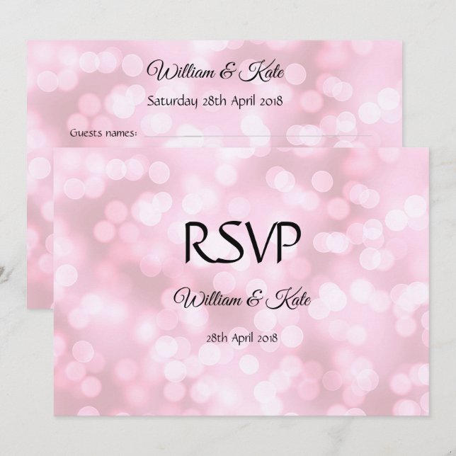 Invitation Bulles roses personnalisées double face Mariage ca (Devant / Derrière)