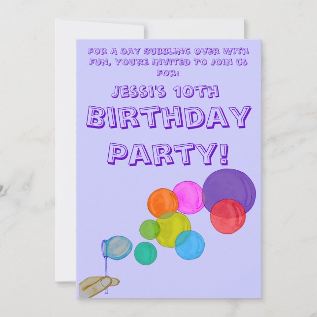 Invitation Bulles soufflantes (Arc-en-ciel) (Anniversaire) (Devant)