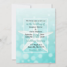 Bulles turquoises Starfish Plage Mariage Invitatio