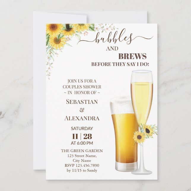 Invitation Bulles vertes et brasse Couples Douche Invitati (Devant)