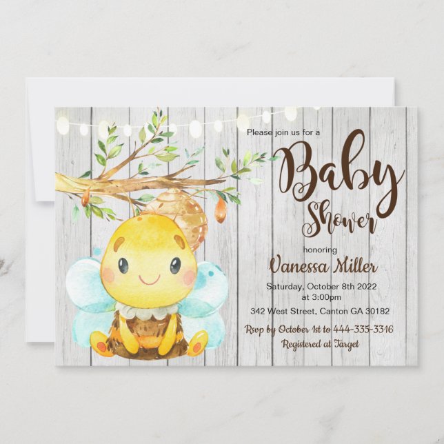 Invitation Bumble Bee Baby shower (Devant)